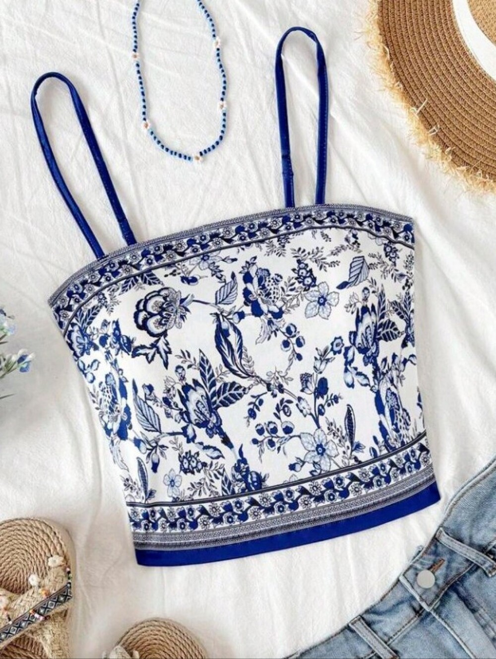 New XL Vintage Floral Print Crop Top
